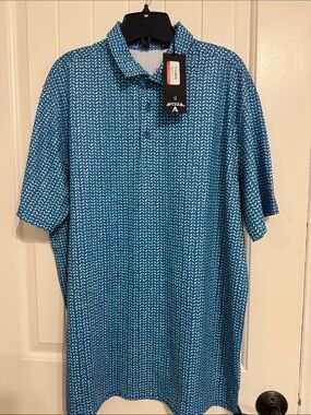 Antigua Men’s Teal Blue Micro-Pattern Polo
